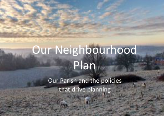 Image from Maypole lane in winter overlaid with text - Our Neighbourhood PLan. Click image to see our the details of our Neighbourhood plan policies and supporting documents.